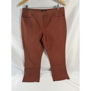 Theory Women Cropped Pants Chocolate Hook & Eye Cotton Stretch Classic Size 8